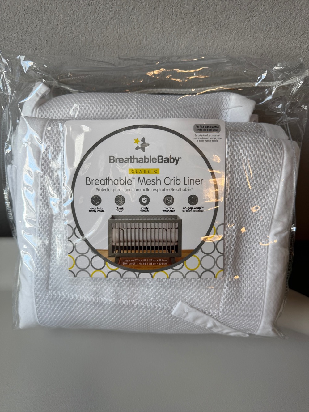 White Breathable Mesh Crib Liner EUC